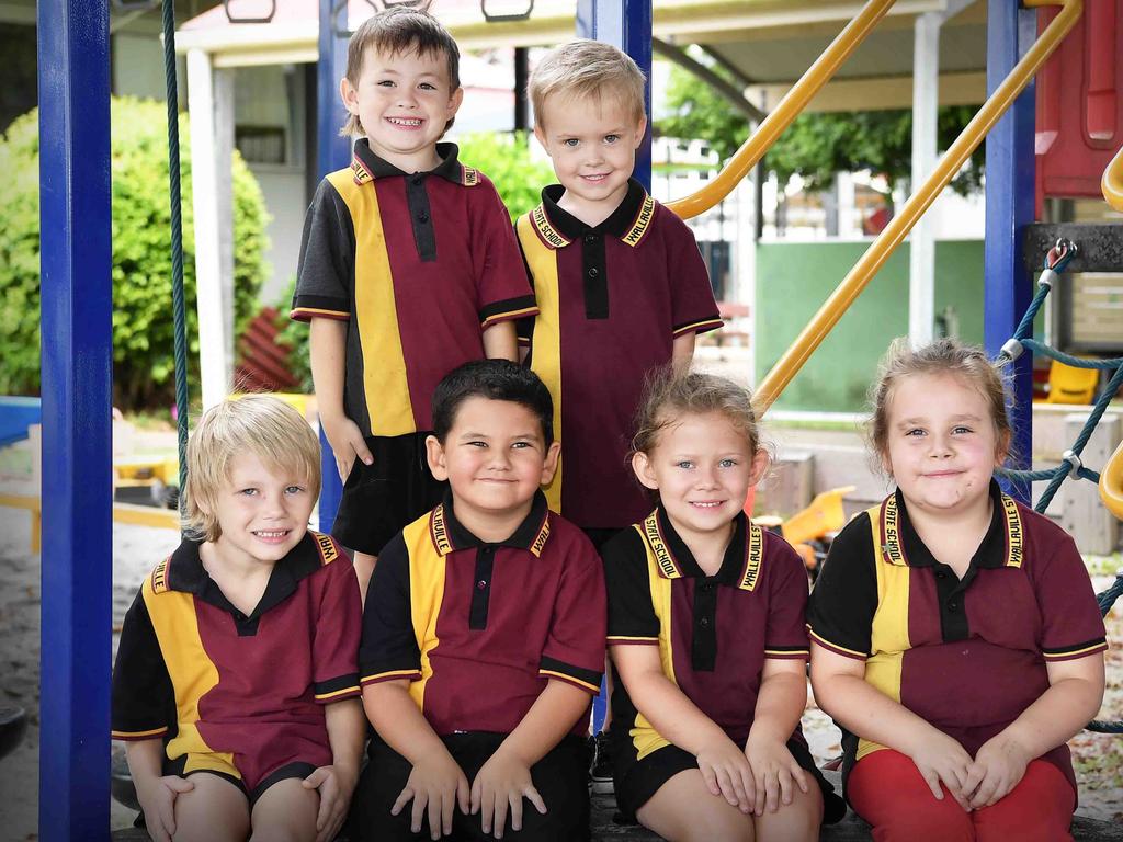 Wallaville State School Preps. <br/>Front row from left: Luke Nicholas, Dre Attard, Indy Harrison and Billee Porter.<br/>Back row from left: Izac Ellis and Nash Weller.<br/>Picture: Patrick Woods.