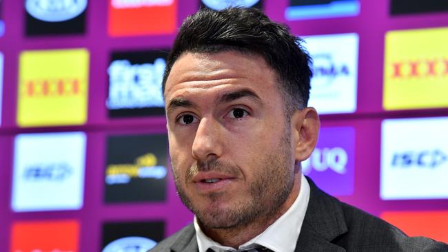 Darius Boyd announces his retirement from the NRL. Picture: AAP Image/Darren England