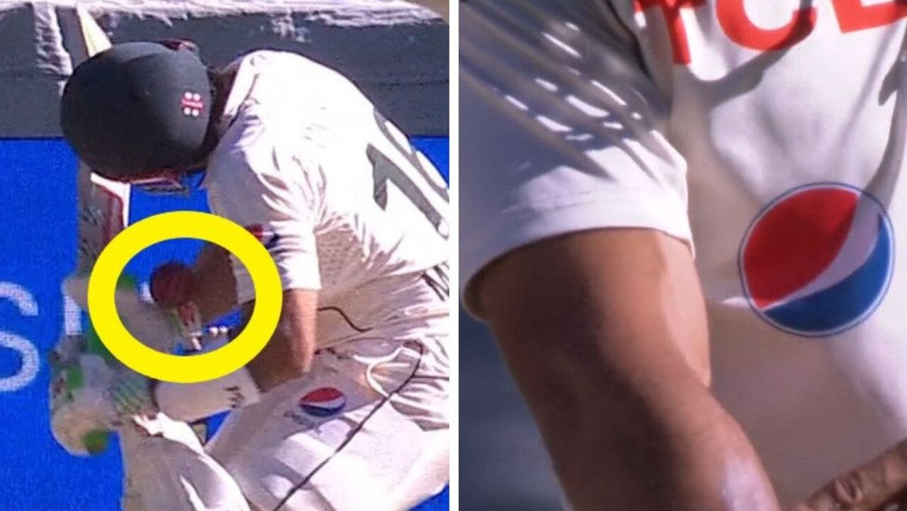 The ball glanced Mohammad Rizwan's wristband. Photo: Fox Cricket.
