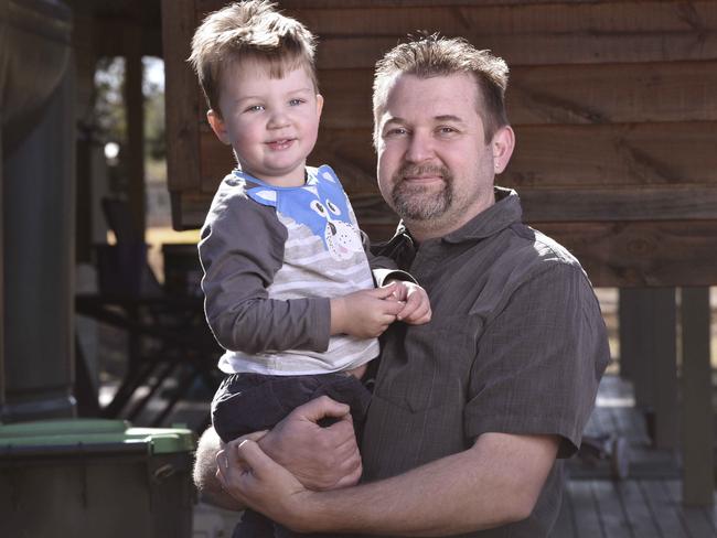 Mr Brooker with two-year-old Luca. Picture: Flavio Brancaleone