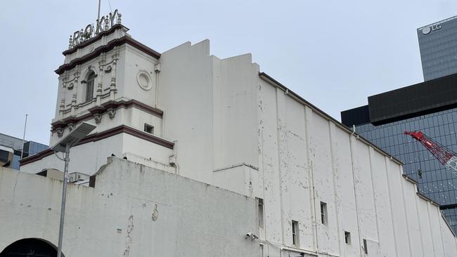 The decaying facade of the Roxy. One side could be converted into multiple openings and colonnades.