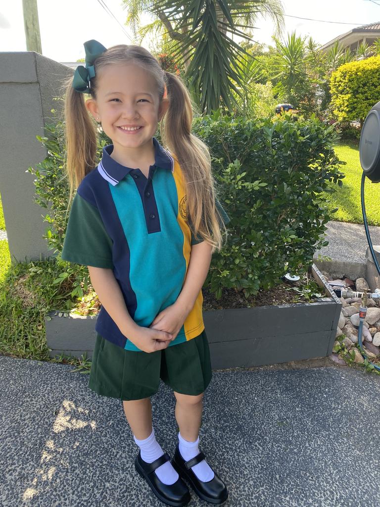 Ella Chin, first day of Prep 2021. Picture: Mum