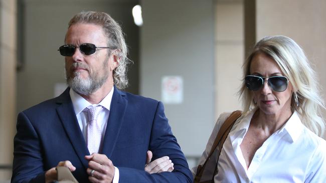 Craig McLachlan partner Vanessa Scammell outside court for an earlier hearing. Picture: AAP