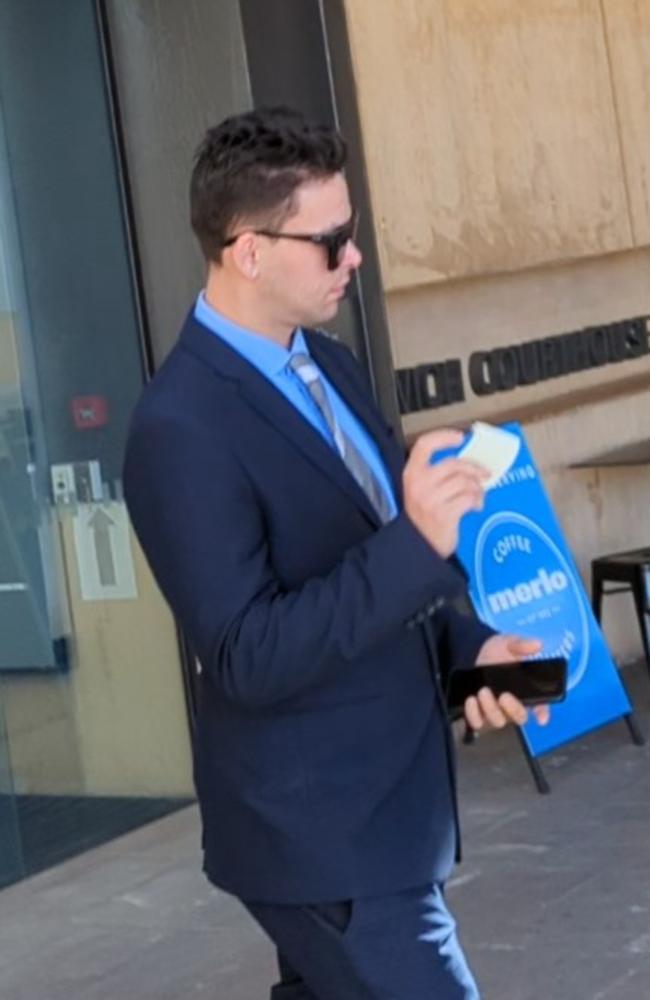 Matthew Glenn Hewitt, 27, leaving the Ipswich courthouse after being sentenced for possessing child exploitation material