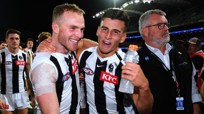 Nick Daicos, right, is a “freak” young talent, Tom Mitchell says. Picture: Getty Images