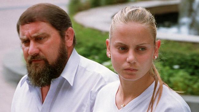 Jelena Dokic and father Damir in Melbourne in 2001. Picture: David Caird