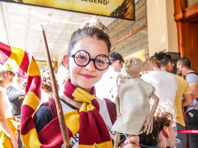 Free Tickets released for the Harry Potter stage show, Harry Potter and The Cursed Child at The Princess Theatre in Melbourne. Lily-Rose Petitio, 11, from Point Cook, arrived at 6.30am. Picture- Nicole Cleary