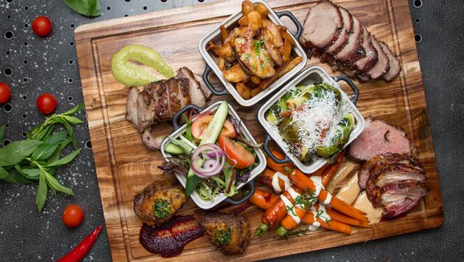 Hunter meat boards combine barbecued and smoked meats with veg.