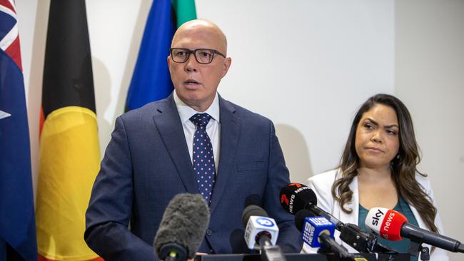 Peter Dutton has proposed a second referendum, which Jacinta Nampijinpa Price has turned down. Picture: NCA/NewsWire Emma Brasier