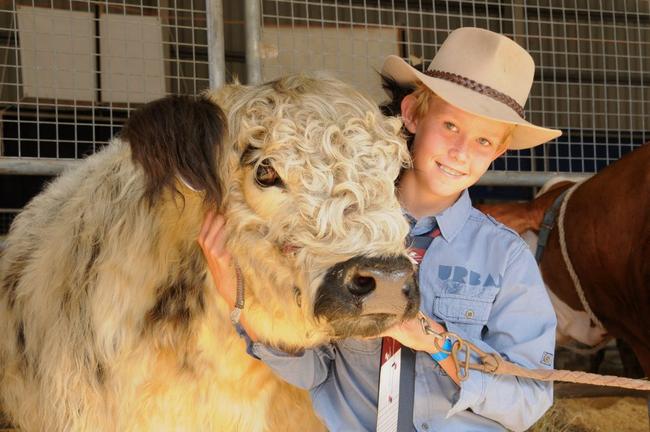 Heath Brand with Allaru Ambers Joy, a mini Galloway (stud feature breed). Picture: Renee Pilcher