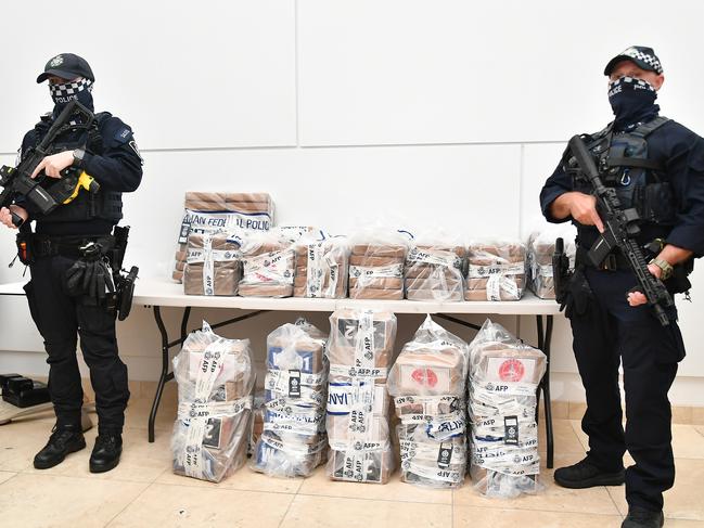 The AFP charged 11 men and two juveniles following an investigation into a transnational organised crime syndicate accused of conspiring to import 2.34 tonnes of cocaine into Australia by sea. Picture: NewsWire / John Gass