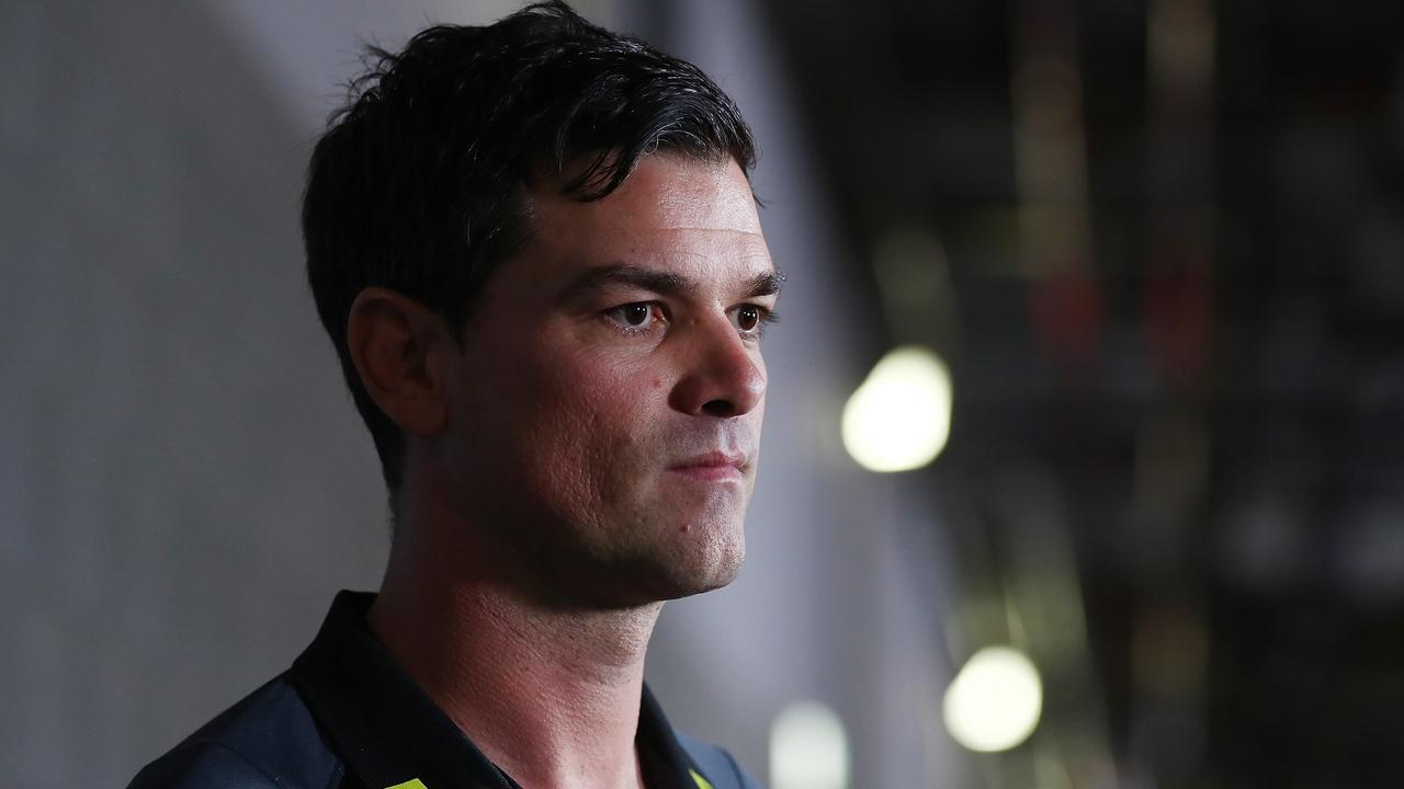 GOLD COAST, AUSTRALIA - AUGUST 11: Panthers coach Cameron Ciraldo speaks to media after the round 22 NRL match between the Gold Coast Titans and the Penrith Panthers at Cbus Super Stadium on August 11, 2018 in Gold Coast, Australia. (Photo by Chris Hyde/Getty Images)