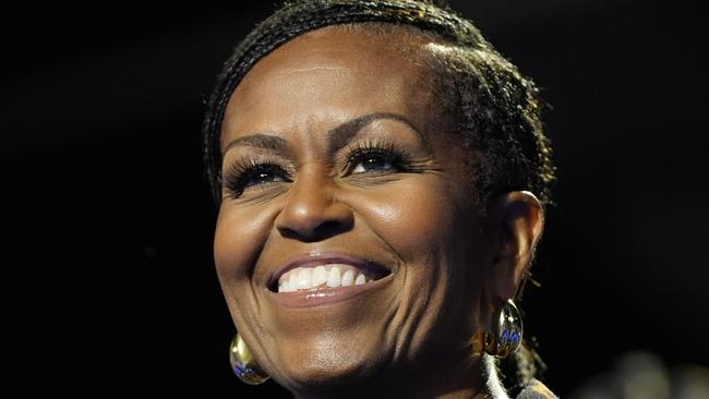 FILE - Former first lady Michelle Obama speaks at a campaign rally for democratic presidential nominee Vice President Kamala Harris in Kalamazoo, Mich., on Oct. 26, 2024. (AP Photo/Jacquelyn Martin, File)