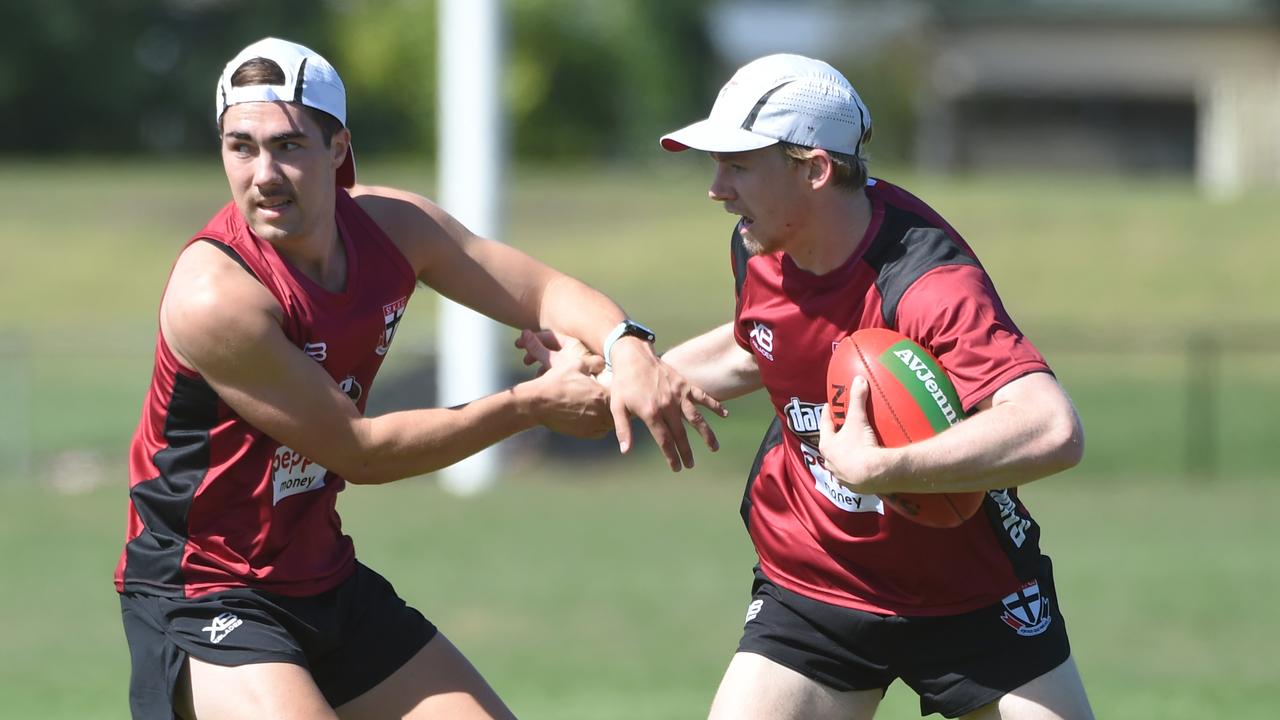 Saint Jade Gresham, left, was best-on-ground against the Bombers in Round 2.