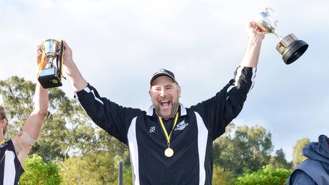 Hahndorf coach Matt Golding led the Magpies to another flag this season. Picture: Brenton Edwards