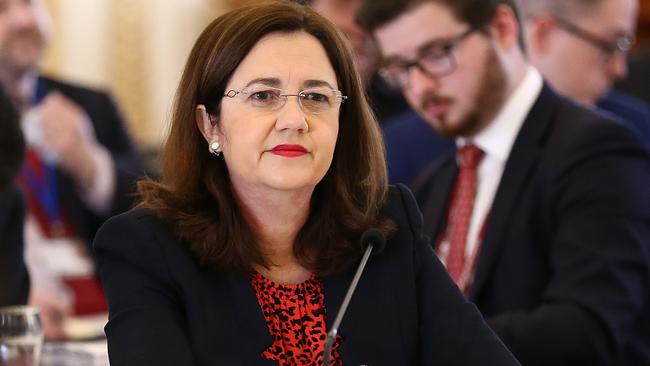 Queensland Premier Annastacia Palaszczuk speaks during estimate hearings at Queensland Parliament in Brisbane, Tuesday, July 23, 2019. (AAP Image/Jono Searle) NO ARCHIVING