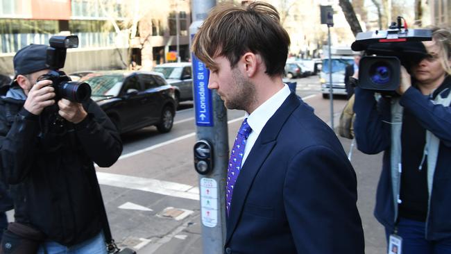 Andrew Nolch is seen exiting the Melbourne Magistrates’ Court after seeking an adjournment. Picture: AAP Image/James Ross