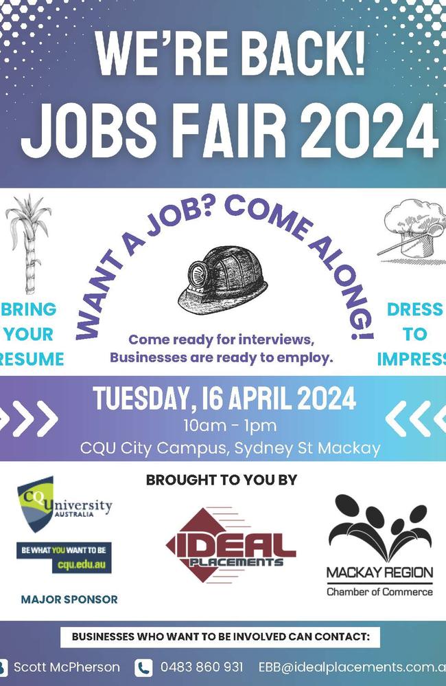 Mackay based not for profit Ideal Placements is running a jobs fair for businesses and job seekers to meet and discover new opportunities.