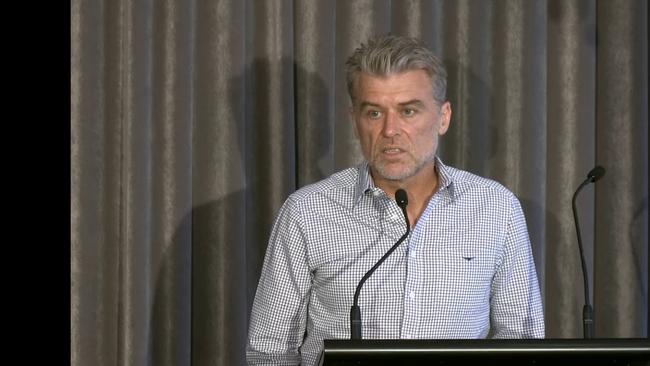 Tivan (formerly TNG) executive chairman Grant Wilson at the start-up’s extraordinary general meeting in Melbourne in January.