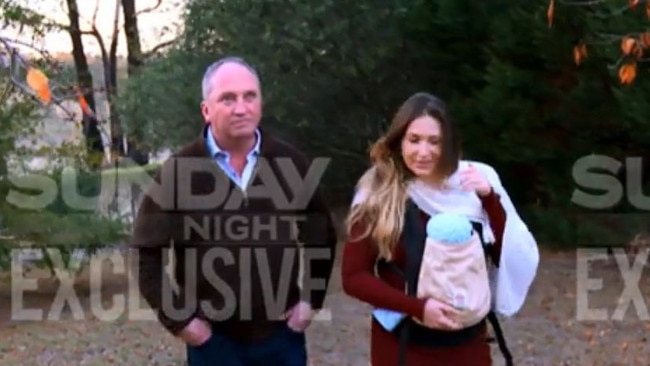 A preview screen grabs of Channel 7's Sunday Night interview with Barnaby Joyce and Vikki Campion. Picture: Channel 7