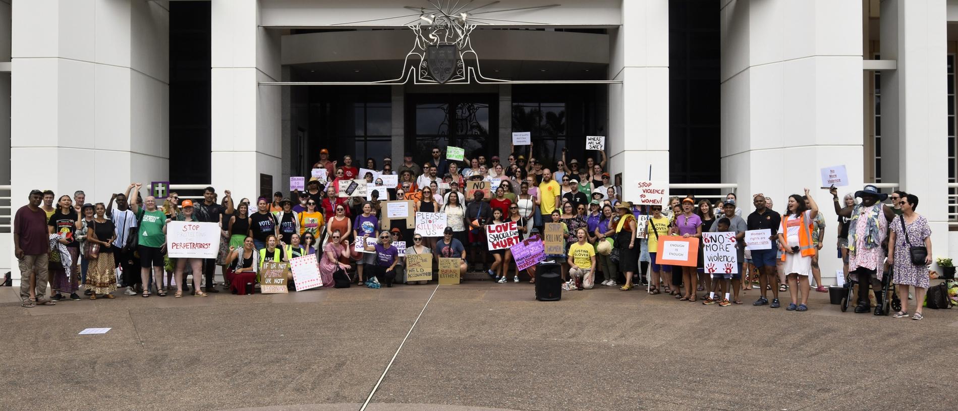 Darwin No More Violence rally at Parliament House, 2024. Picture: Sierra Haigh