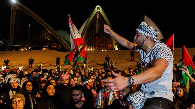 Police concerns about the decision to light the Opera House was a key point of questioning. Picture: David Swift