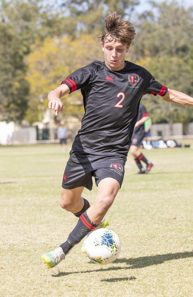 GPS First XI Football. St Joseph's Gregory Terrace vs The Southport School. GT #2 Rhys Gray. 5 September, 2020. Picture: Renae Droop