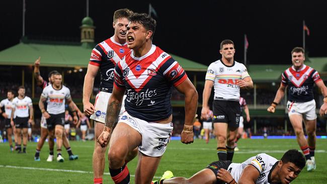 Latrell Mitchell’s future at the Roosters is uncertain. Picture: Dan Himbrechts