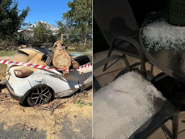 Cars smashed, fences crushed after intense storm lashes Brisbane