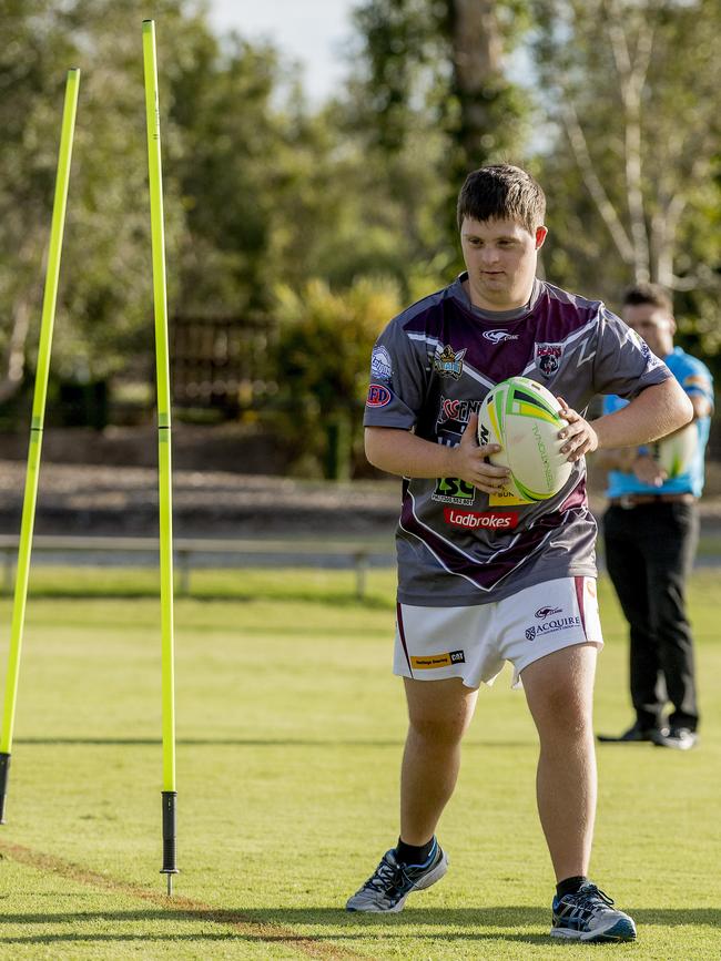 The Gold Coast Titans Physical Disability Team at training. Picture: Jerad Williams