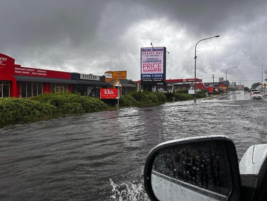 Flooding in Hervey Bay during the wild weather on Sunday brought by ex-Tropical Cyclone Alfred. Photo: Sharnee Ann