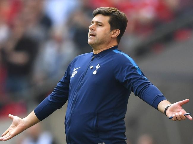 Mauricio Pochettino, Manager of Tottenham Hotspur reacts during The Emirates FA Cup Semi Final