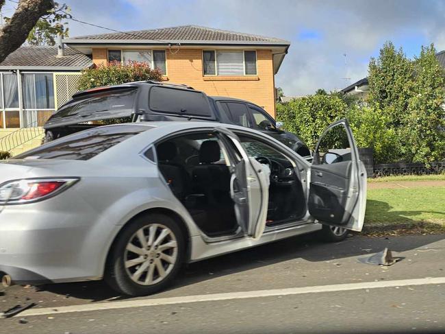 Emergency services were called to a three-car crash on Taylor Street, Newtown, about 8am on April 28.