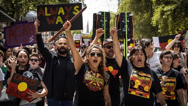 Thorpe takes part in an Invasion Day rally in January. Picture: Getty Images