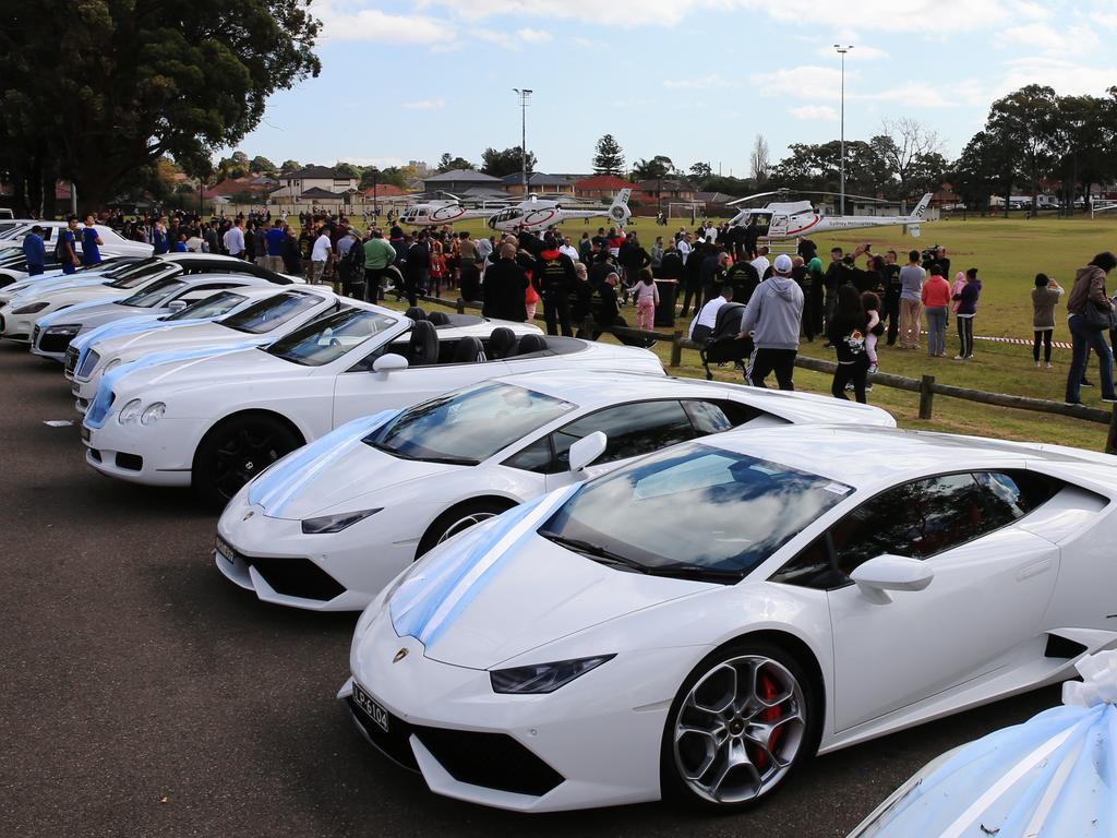 Some of the luxury cars hired for the deputy mayor’s lavish wedding. Picture: Toby Zerna