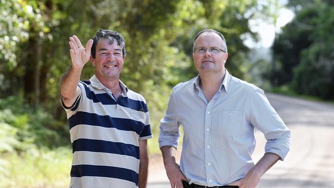 Yandina Creek resident Angelo Reitano and federal MP Ted O'Brien in Yandina. Picture: Patrick Woods.