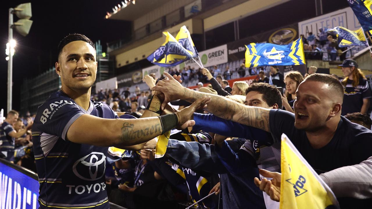 Valentine Holmes after victory against the Sharks. Picture: Mark Metcalfe/Getty Images