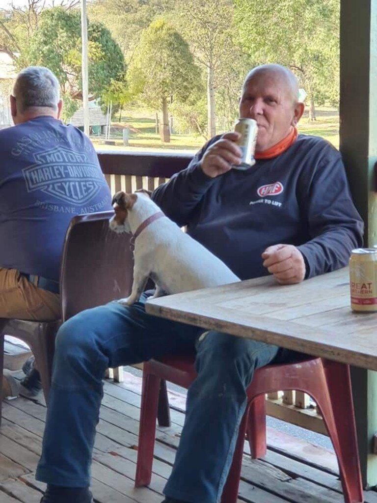 Stuart Harper enjoying a cold on at Bull and Barley Inn at Cambooya.