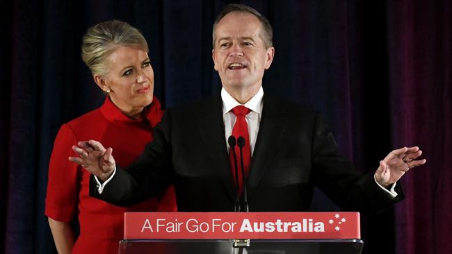 Opposition Labor leader Bill Shorten concedes defeat. (Photo by WILLIAM WEST / AFP)