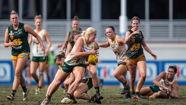 Kate Atkins in the 2023-24 NTFL Women's Grand Final between PINT and St Mary's. Picture: Pema Tamang Pakhrin