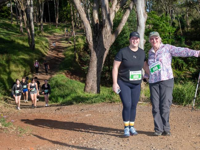 Mother and daughter team, Lucy Brooks and Andrea Brooks complete the 5km hike.Hike for Homeless held at Jubilee Park. October 19th, 2024