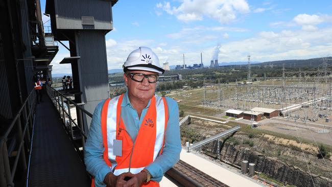 Andrew Forrest at Liddell Power Station where AGL and Fortescue are to explore green hydrogen for Hunter energy hub. Picture: John Feder/The Australian.