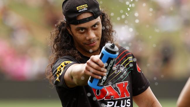 DAILY TELEGRAPH SEPTEMBER 26, 2023. Jarome Luai during the Penrith Panthers fan day and open training session at BlueBet Stadium in Penrith. Picture: Jonathan Ng