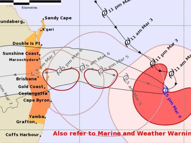 TROPICAL CYCLONE FORECAST TRACK MAPTropical Cyclone Alfred 22UIssued at 5:44 pm AEDT Tuesday 4 March 2025. Refer to Tropical Cyclone Advice Number 6.