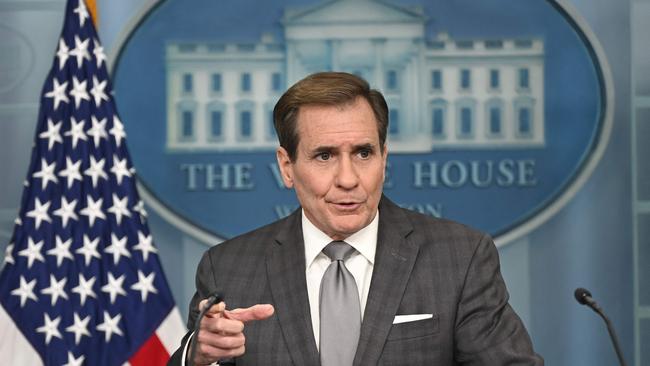 National Security Council spokesman  John Kirby speaks to reporters. Picture: AFP.