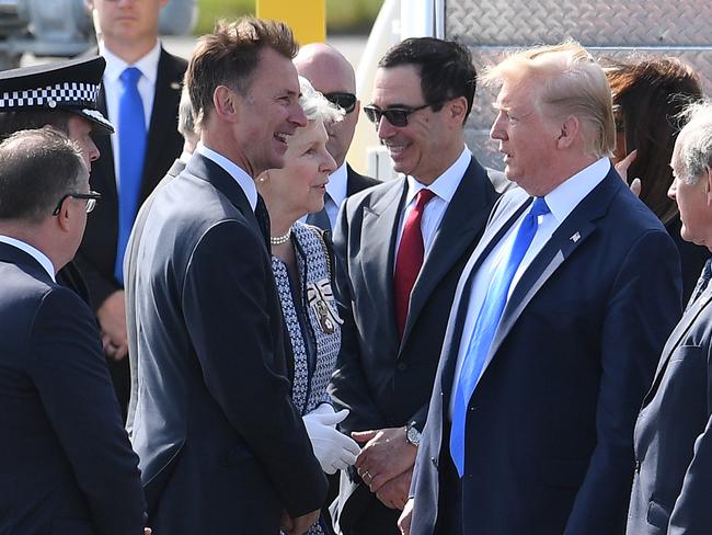 British Foreign Secretary Jeremy Hunt greets US President Donald Trump. Picture: Getty I