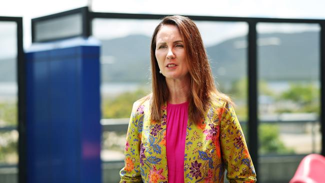 Cairns Mayor Amy Eden speaks to the media at the Cairns Hospital earlier this month. Picture: Brendan Radke