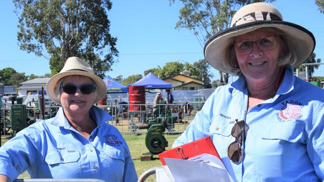 Trisha Pauli and Maria Gretton from Toowoomba and District Old Machinery Society at the Dalby Show 2023. Picture: Emily Devon