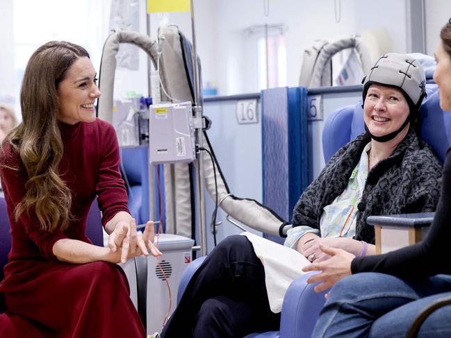 Catherine, Princess of Wales, left, talks to Katherine Field during a visit to the Royal Marsden Hospital in west London. Picture: Chris Jackson/AFP