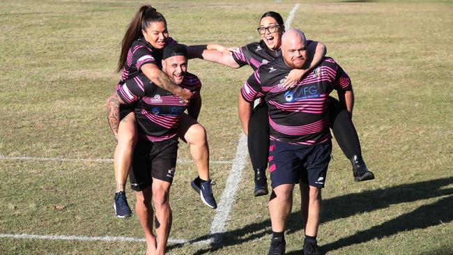 The piggyback race. Picture Glenn Hampson